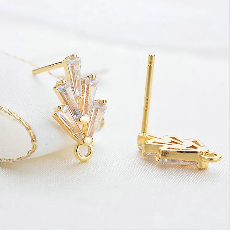 14*7 MM 14K Gold Color Brass with Zircon Stud Earrings High Quality Diy Accessories Jewelry Recognitions