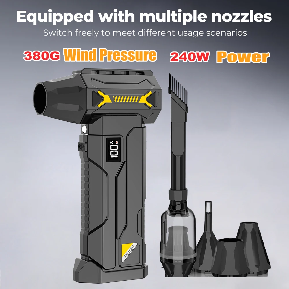 

Powerful Turbo Blower,2 Speed Regulation Modes,Electric Snow Blower,380g Blowing Force,Turbo Fan With Led Lighting,Car Cleaning