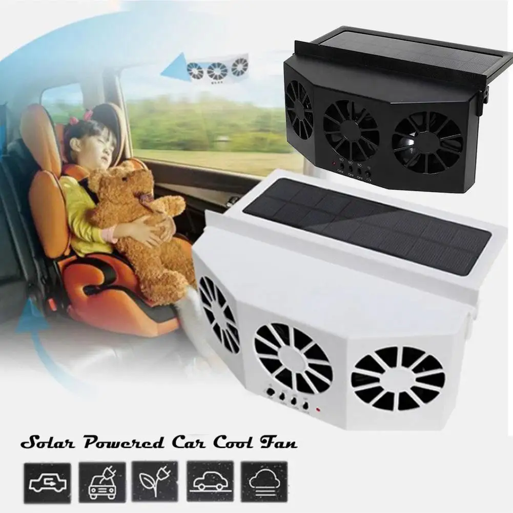 

Car Cooling Fan 3 Head Solar/USB Powered Air Cooler Vent Radiator Backseat Front Seat Purifier For Vehicle Truck SUV