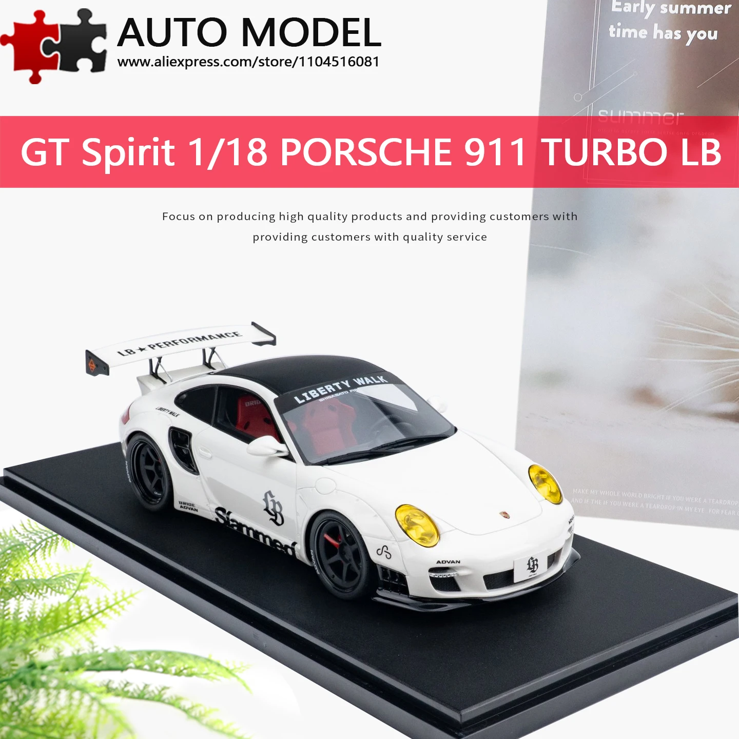 

Модифицированная модель автомобиля Porsche 911 Turbo LBWK 2024 с большим задним антикрылом, имитация из смолы, белая, в стиле GT Spirit, масштаб 1:18, статическая литая миниатюрная модель LB-Works, игрушка для взрослых, подарок на день рождения для мальчи