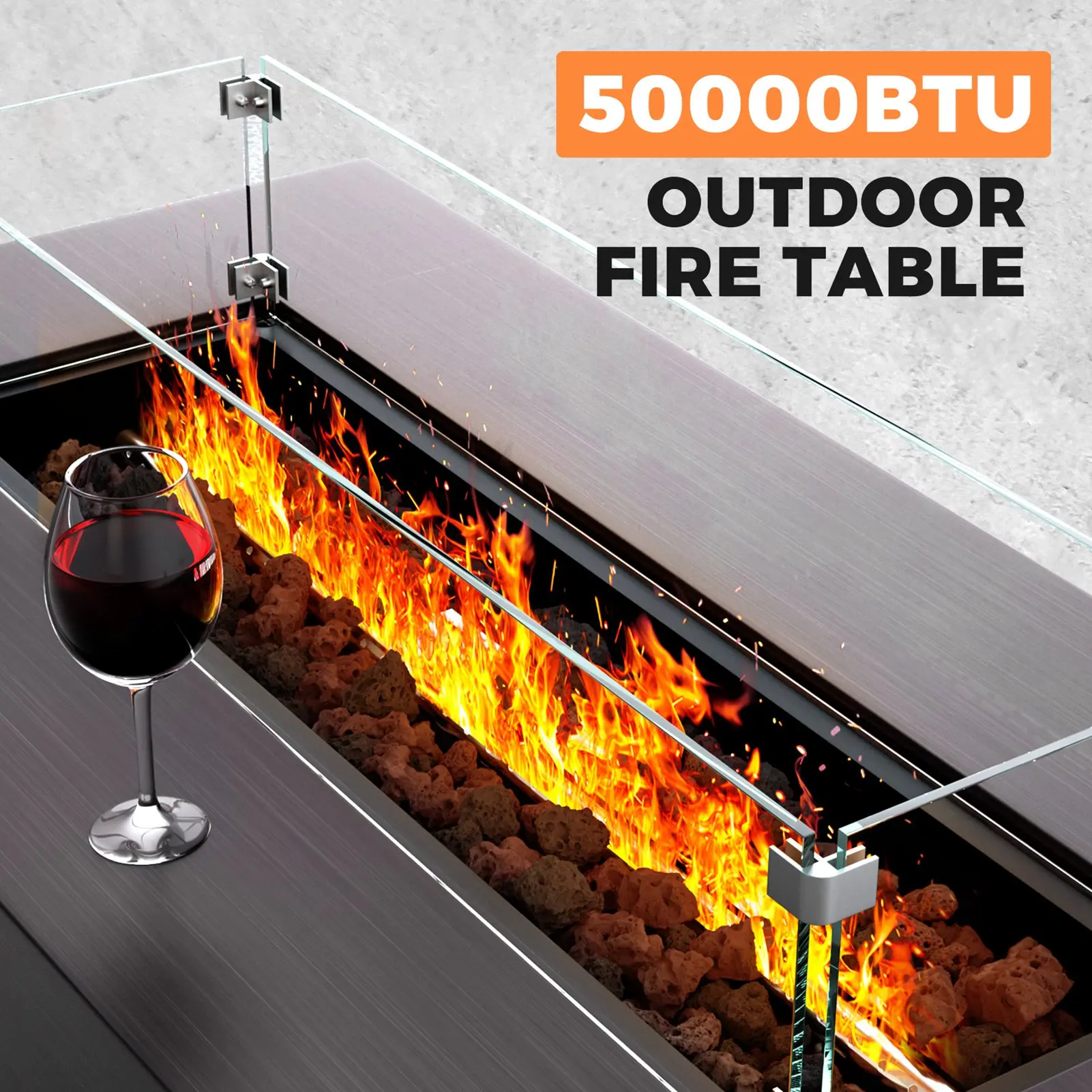 ارتفاع درجة الحرارة مقاومة 28 بوصة مربع سبليت النار الجدول الزجاج حاجز الرياح سهلة التركيب دعم مستقر تصميم سبليت مقاومة الطقس