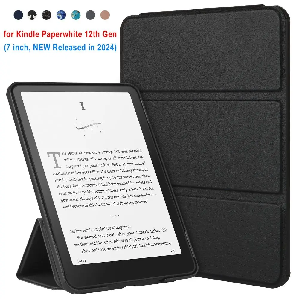 

Auto Wake/Sleep Case Shockproof Wear Resistant e-Reader Cover Smart Tri-fold for Kindle Paperwhite 12th Gen 2024 (7 inch)