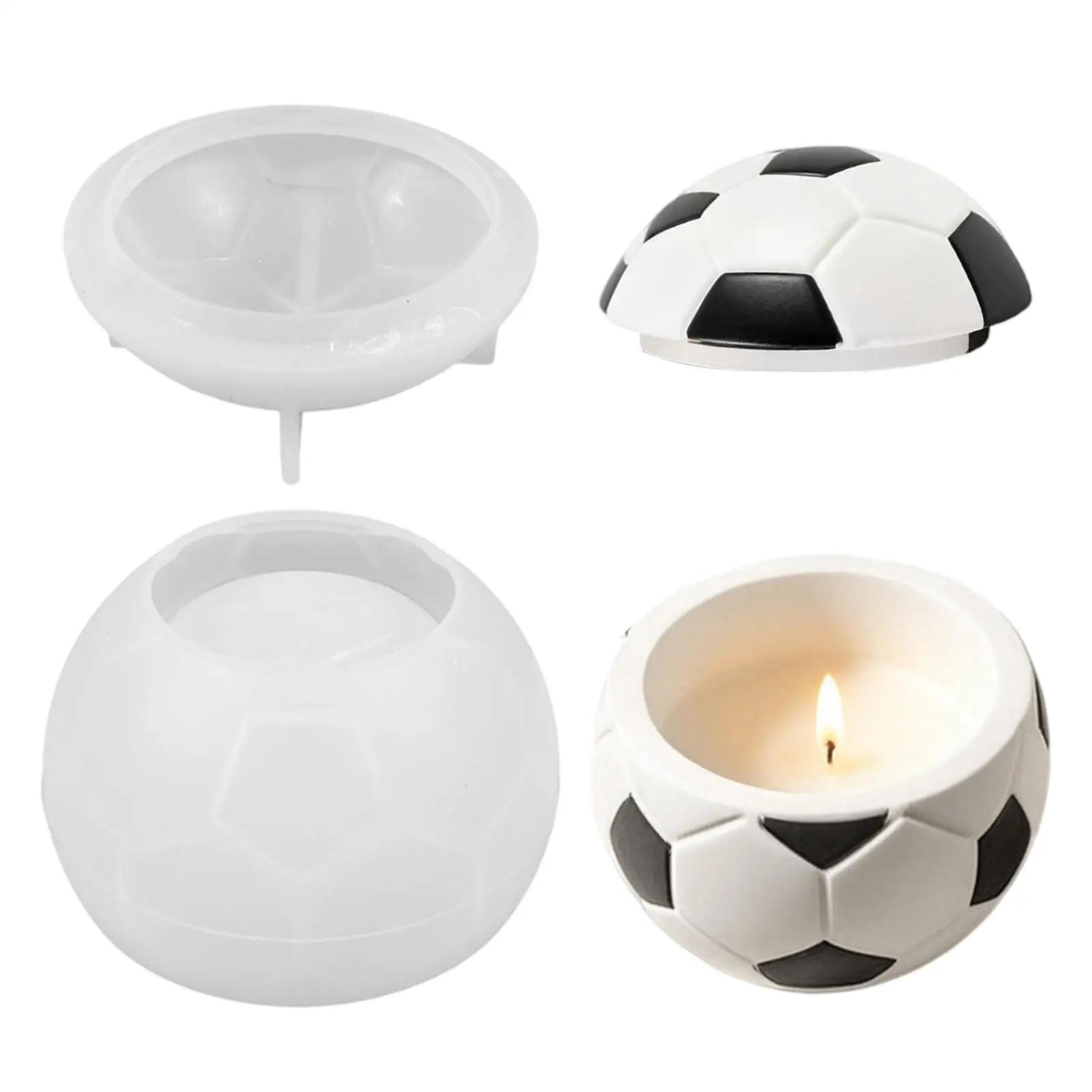 Football Silicone Mold 3D Reusable Soccer Jar Mould Candle Making Molds Home Decor For Thanksgiving Birthday Party Offices