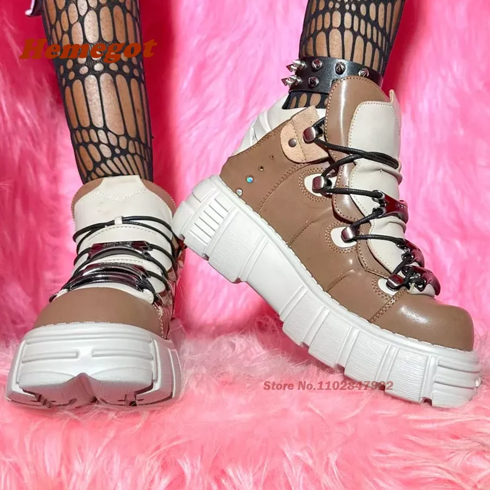 

Ботильоны с металлической подошвой, круглым носком, кожаные, в стиле пэчворк, острые, для девушек и мужчин, мотоциклетная обувь, роскошные коричневые ботинки Y2K