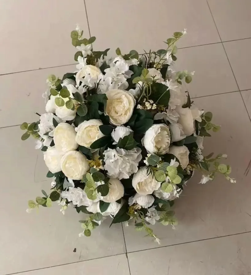 30-80CM Große Künstliche Pfingstrosen-Rosen-Blumenkugel Großhandel Rustikale Hochzeitsdekoration Blumensphäre für Rasen Kirche Outdoor-Veranstaltung – Detail 1