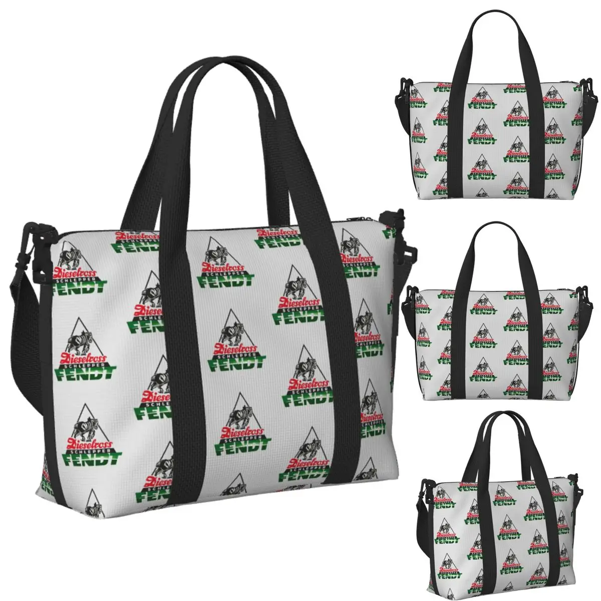 

Custom German Tractors Fendt Beach Travel Bag Large Capacity Tote Bags for Gym Yoga Women Shopping Duffle Shoulder Bag
