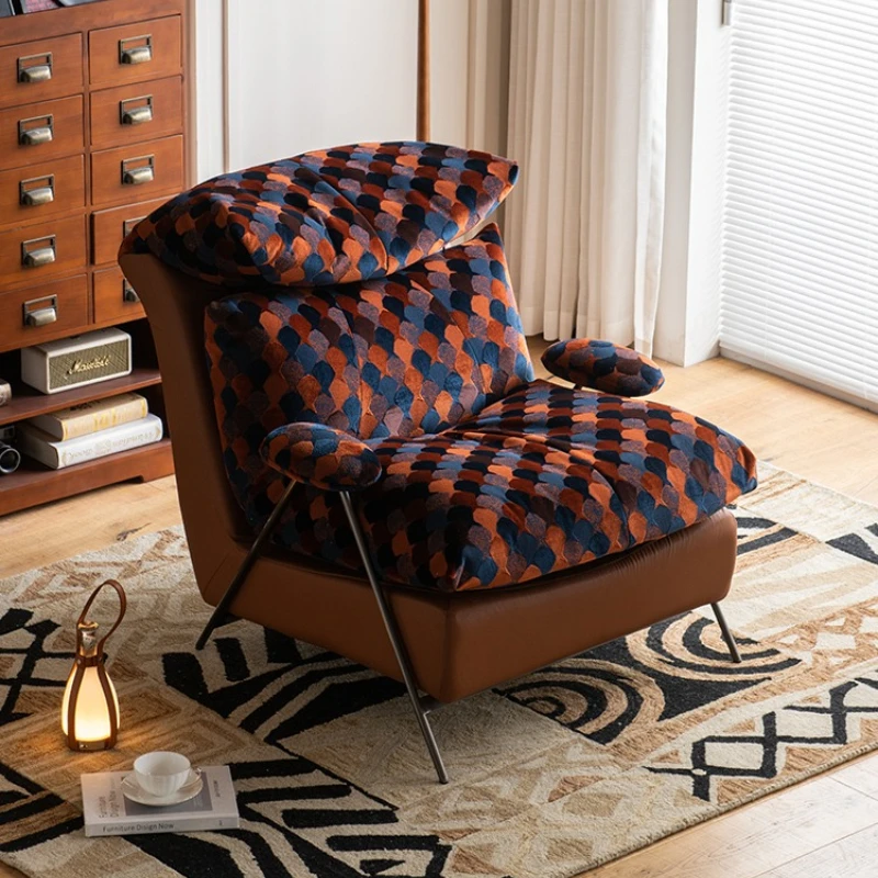 

Italian light luxury single sofa chair designer small apartment living room balcony bedroom home retro lazy leisure chair