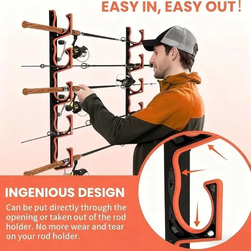Fishing Rod Wall Rack Heavy Duty Vertical Fishing Rod Display Rack Organizers 