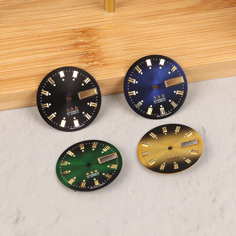 Vintage Watch Dial DIY Parts 3 Stars Dual Calendar Literal Men's Watch Accessories For 46941/46943 Movement view 2