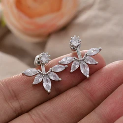 Hot Sell Elegant Shiny Snowflake CZ Zircon 925 Silver Needle Ladies Stud Earrings Jewelry For Women Anti Allergy