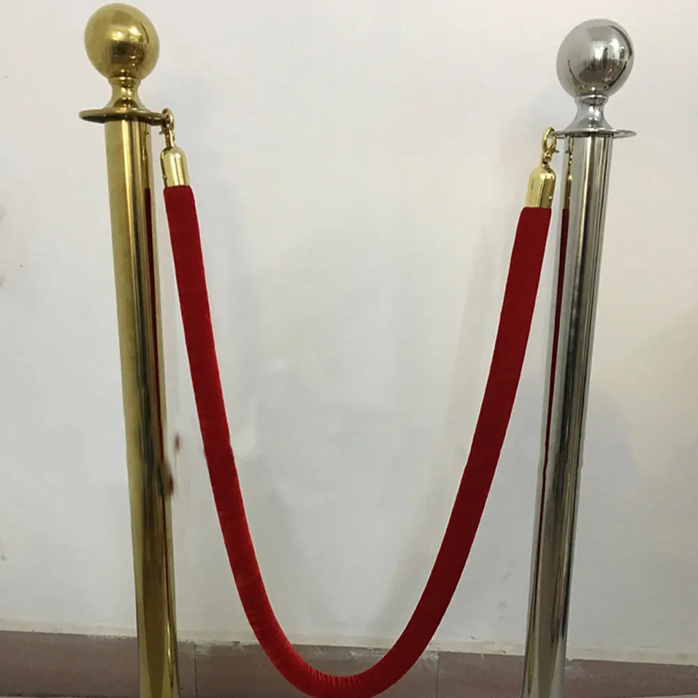 2Pcs Red Rope Barrier Rope With Hooks For Hotel Management Stanchions Crowds Control Queue Lobby Museum Lanyard