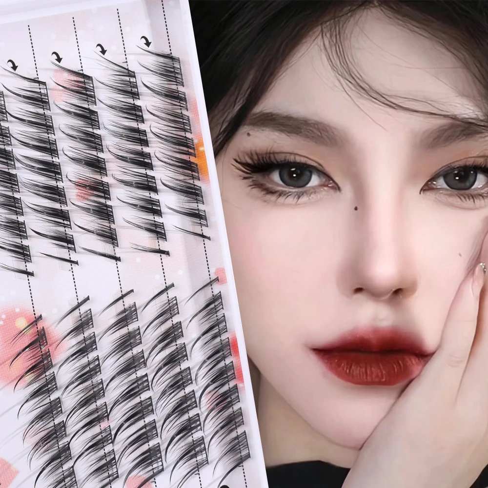 Single Cluster False Eyelash 3/5 Rows Fluffy C Curl Segmented Natural Mink Winged End Eye Elongated Eyelashes Extension Tool New