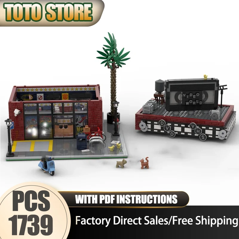 Moc Bausteine Video Shop Modell Ziegel DIY Montage Verwandlung Urlaub Modulare Stadt Gebäude Modell Set Spielzeug Geschenke