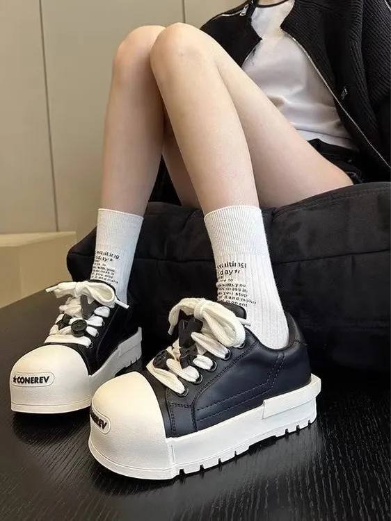 Women's Thick Bottom Casual Shoes 2025 Autumn New Style Korean Version Doll Shoes Bread Single Shoes Fashionable And Adorable
