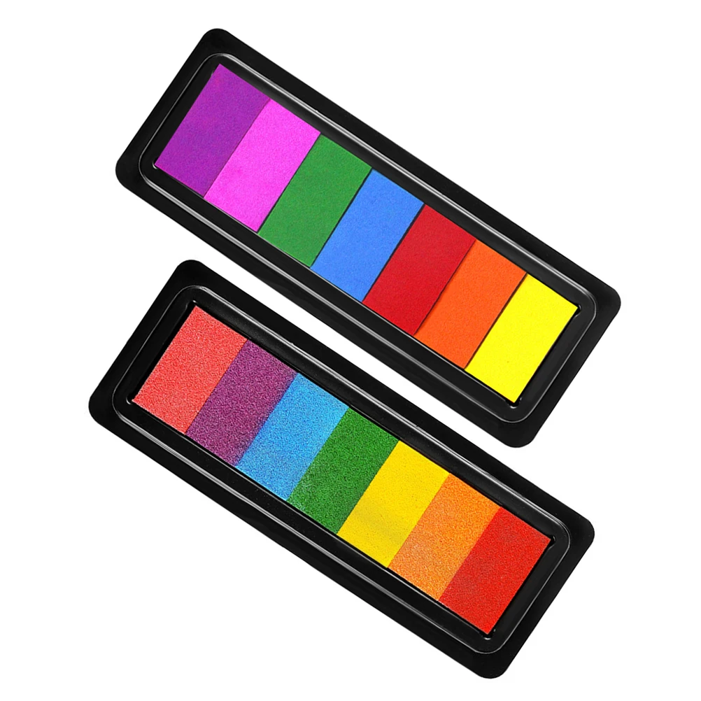 

2pcs Ink Pad for Kids Finger Painting Craft Diy Colorful Graffiti Stamps Stamp Pads Classroom Card Making Rubber Stamps