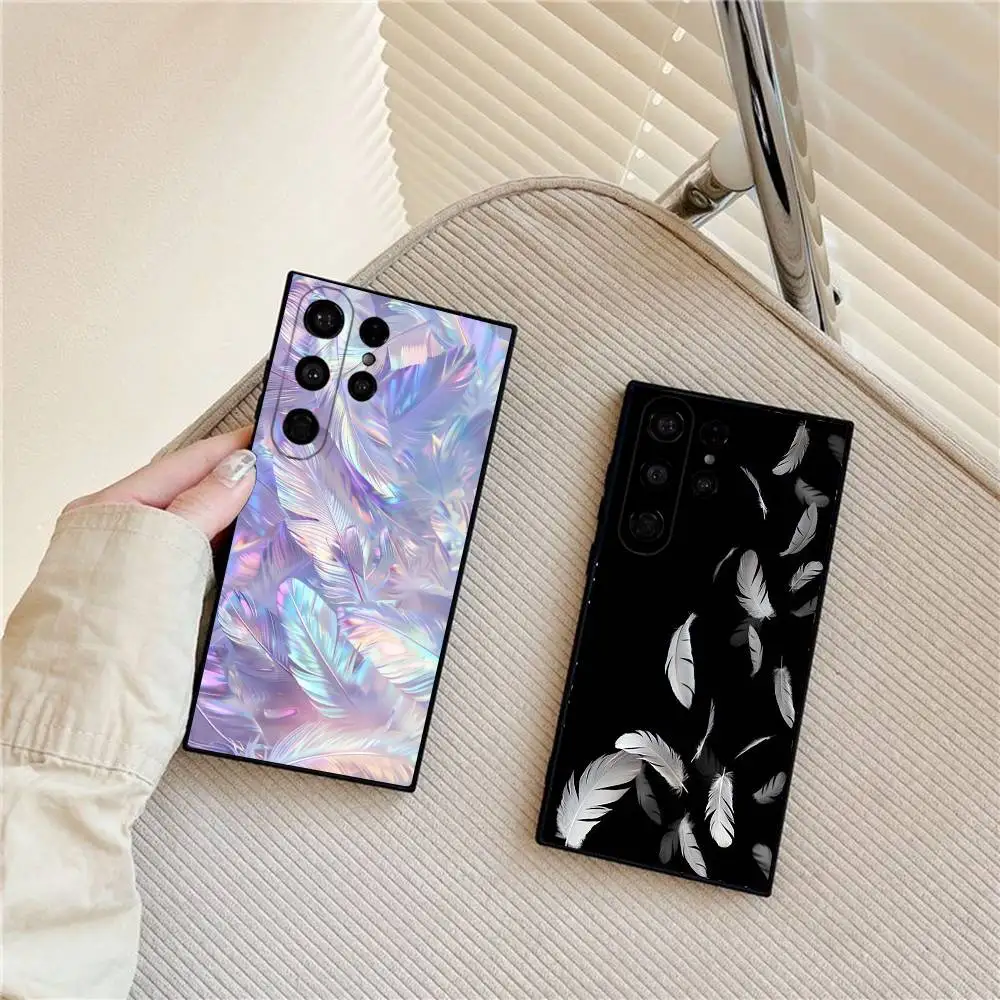 ريشة الغزل الملمس قضية الهاتف لسامسونج غالاكسي S25 الترا S22 S23 S24 الترا S21 S20 5G واقية لينة سيليكون بولي TPU Funda