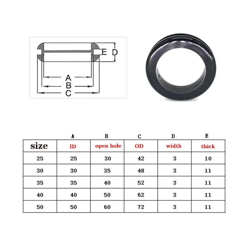 2/5/10pc Rubber Grommet ID 25mm 30mm 35mm 40mm 50mm Black Wires Protector Rings Cable Gasket Blanking O-ring Seal Ring