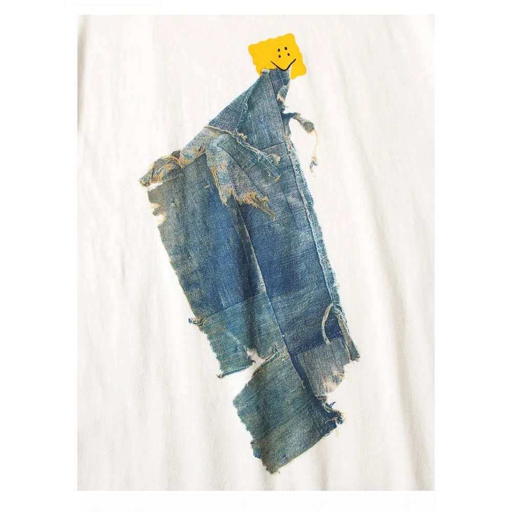 26SS KAPITAL HH Hirata and Hongri Tees Casual Cotton Denim Print Loose Round Neck Short Sleeved