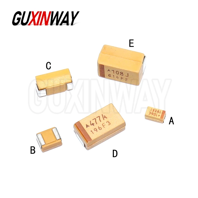 10 Buah Kapasitor Tantalum Casing ABCDE SMD 6.3V 10V 16V 25V 35V 50V 0.1UF 0.22UF 0.33UF 0.47UF 1UF 2.2UF 3.3UF 4.7UF 10UF 22UF 47UF