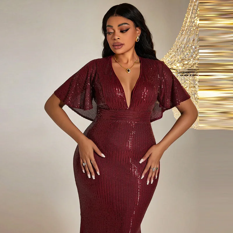 Seksowna sukienka bodycon z dekoltem w serek, długa, błyszcząca, w dużych rozmiarach, suknia doktorska, spódnica w kształcie litery A z wysokim stanem, delikatna, bez rękawów, z tkaniny trikotowej...