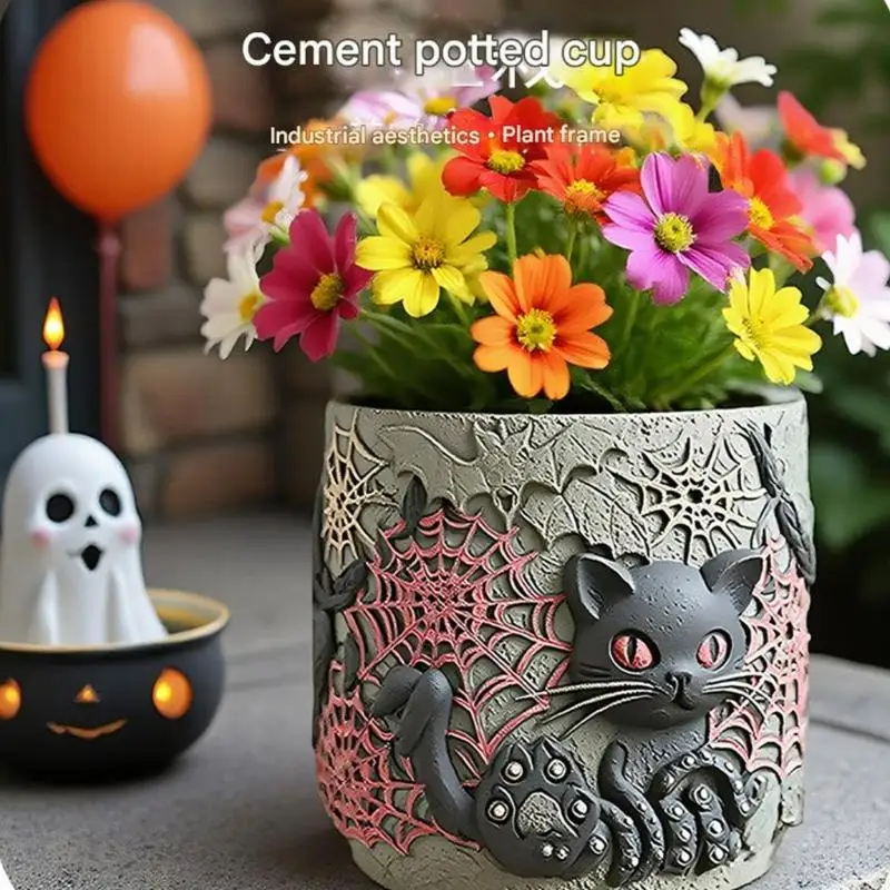 

Flexible Silicone Black Planter Mold With Intricate Relief Patterns For Resin Crafts Concrete Making And DIY Home Dec