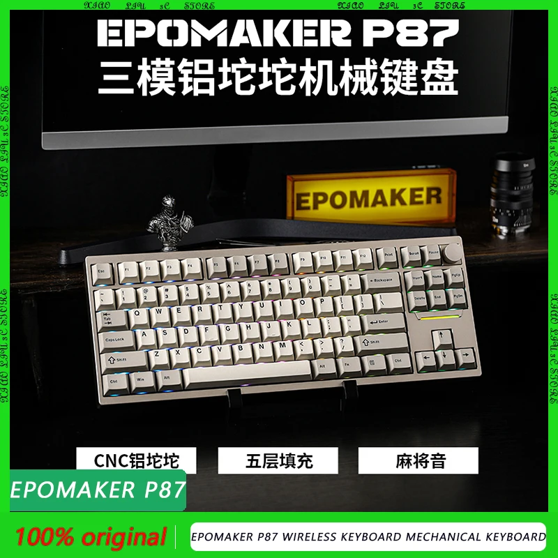 

EPOMAKER P87 Беспроводная клавиатура Механическая клавиатура RGB с возможностью горячей замены Индивидуальная прокладка Электронная спортивная игровая клавиатура