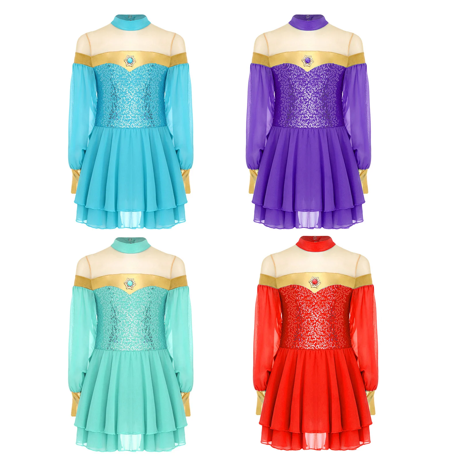 Kids Girls Belly Dance Dress Carnival Festival Arabian Princess Cospaly Costumes Leotard Dress Halloween Sequins Roleplay Outfit