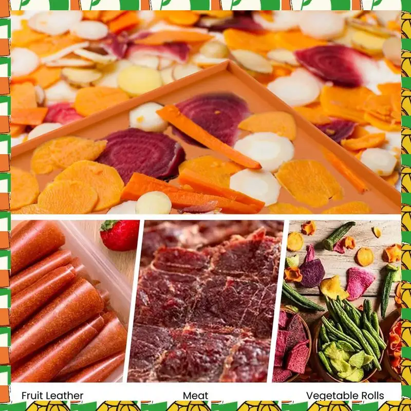 

Professional Tool Silicone Dehydrator Trays For Making Fruit Leather With Raised Edge Reusable Silicone Mats Orange 6PCS
