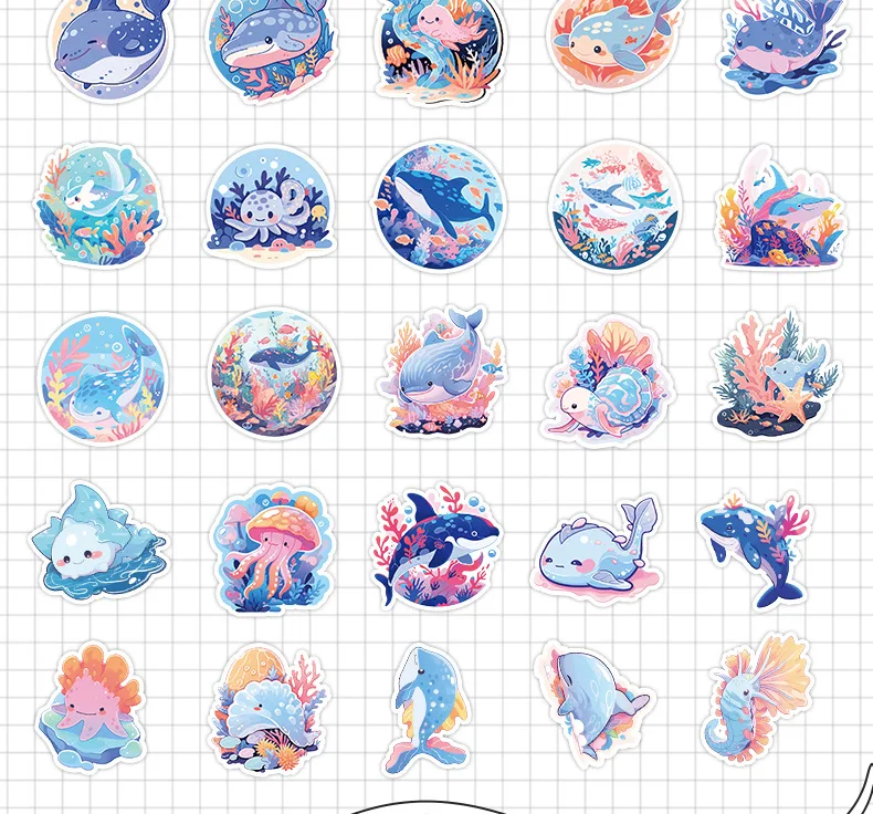 10/30/50Pcs Cartoon Ozean Serie Graffiti Aufkleber DIY Gitarre Telefon Wasser Tasse Laptop Koffer Skateboard Wasserdichte Aufkleber