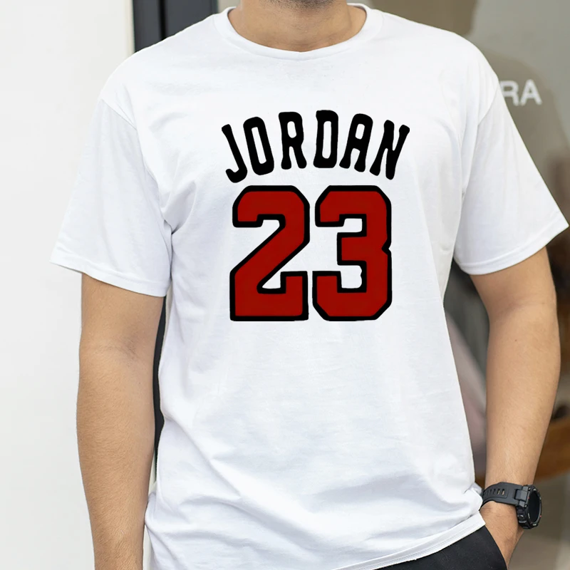 

Men's summer fashionable casual loose plus size JORDAN 23 printed sports round neck short sleeved T-shirt top