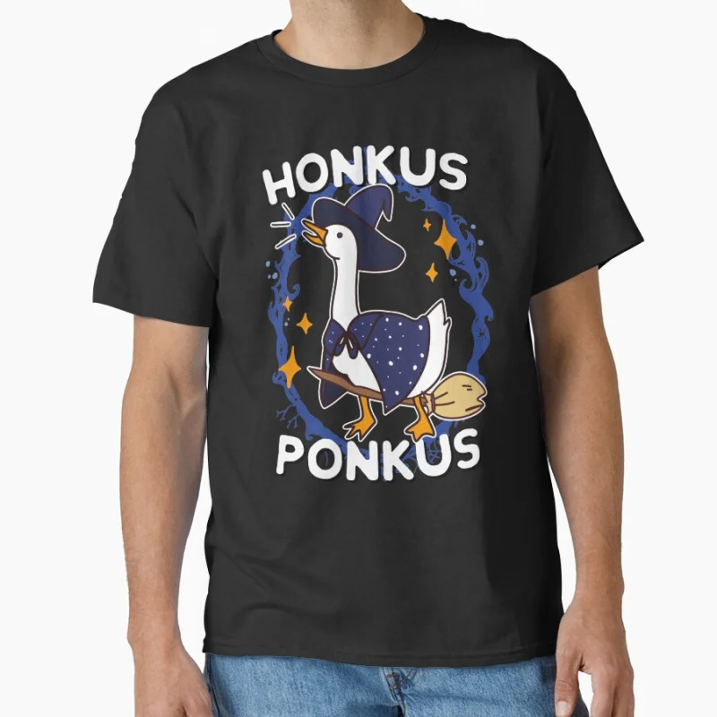 

Honkus Ponkus Witchy Halloween Goose Game meme Funny t shirt for men Large size Tops S-6XL 100% cotton printed Clothes