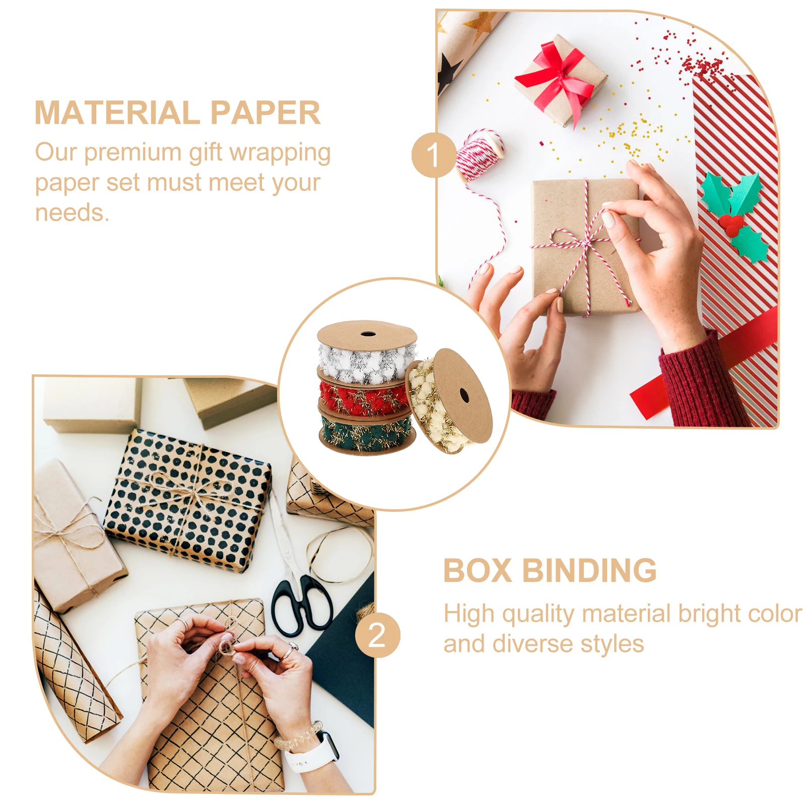 

4 Rolls Christmas Tinsel Ribbon Creative Wool Ball Decor Easy Hang Xmas Tree Gift Supplies Christmas Tinsel Ribbon