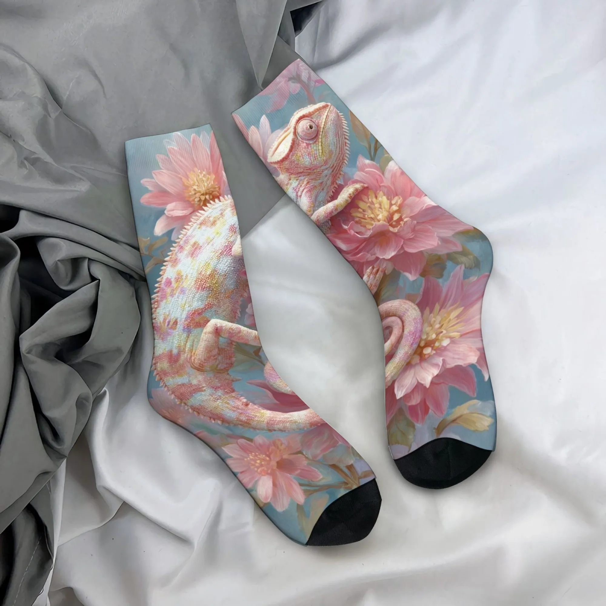 Dream Forest Chameleon Herrensocken, neuartige, lustige, fröhliche Crew-Socken im Harajuku-Stil, bequeme, lässige, modische Sportsocken, Geschenk