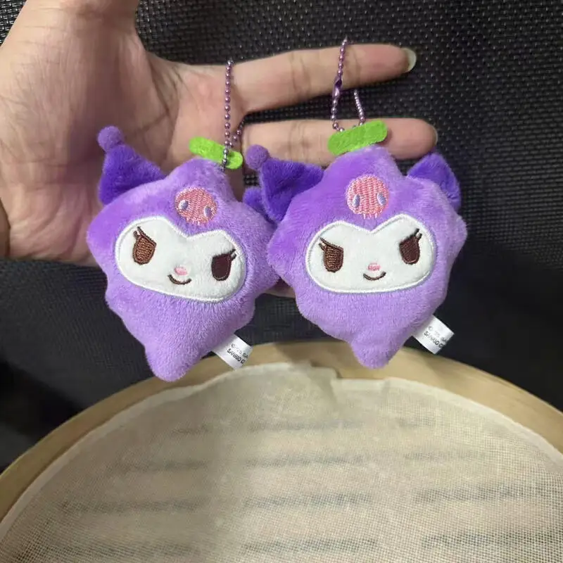 Kawaii Sanrio Kuromi Uva Frutta Simpatico Peluche Bambola Zaino Ciondolo Cartoon Giocattoli Portachiavi Ragazza Decorazione Anime Periferia Regali