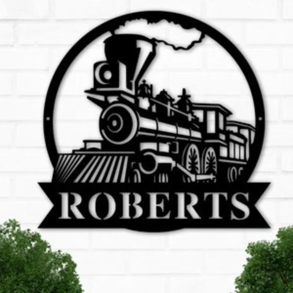 

Custom Metal Personalized Train Railroad Railway Sign Room Customized Farmhouse Decor Vintage gothic home decor