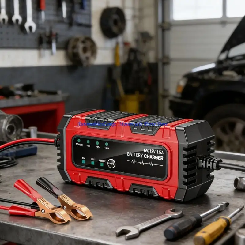 H7BD Compact 6V/12V 1.5A Automotive Chargers Tool for Lead Acid Batteries Maintenance