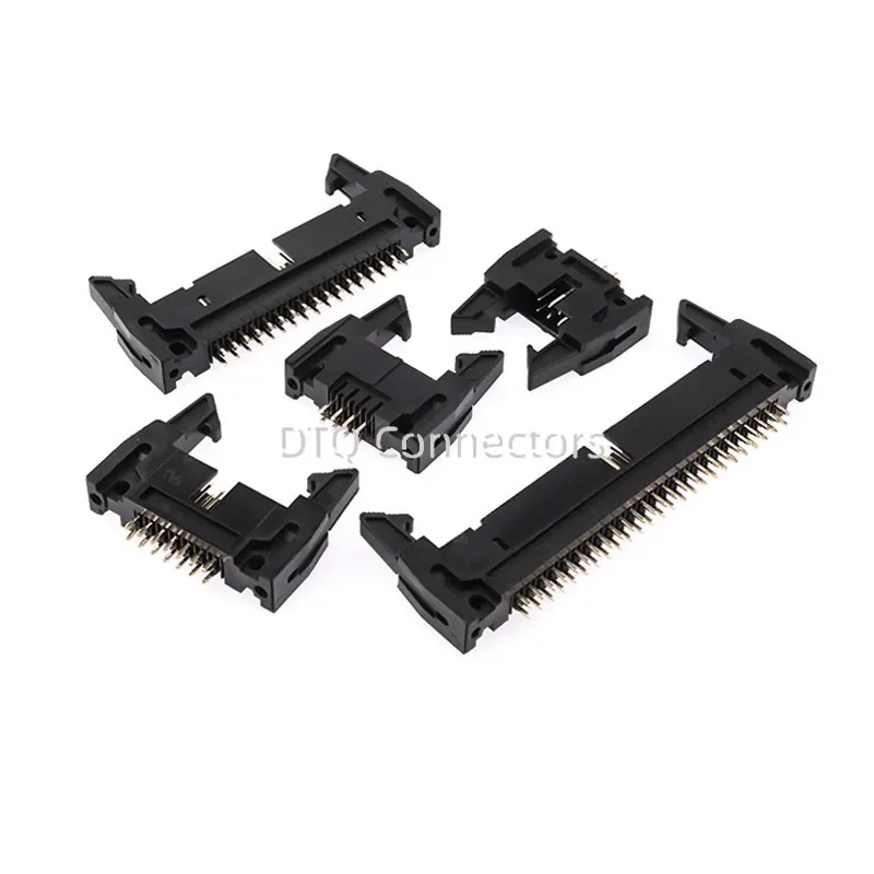 5Pcs 2.54mm Pitch DC2 Male IDC Connector Socket Header With Hook Horn Sample 6P 8P 10P 12P 14P 16P 20P 26P 30P 34P 40P 50P 64Pin