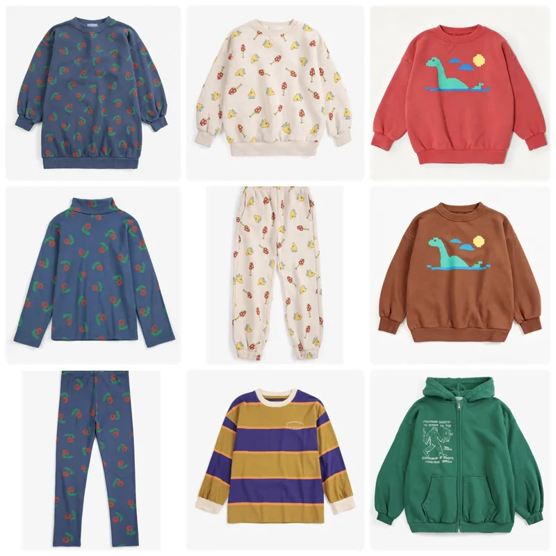 Pre-sale 2026 BC NEW Autumn Baby Girls Set Cartoon Dress Print Sweatershirts and Tights Boys Turtleneck Kids Clothes Girls Pants