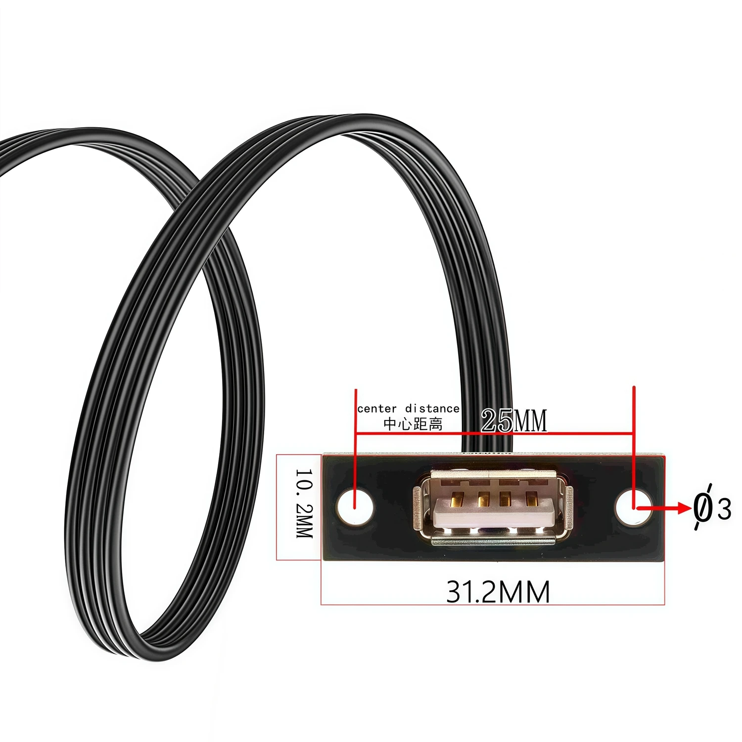 10CM USB 2.0 male to female extension cable with built-in screw hole locking connector,30cm, 1m, 90 degrees, type A, panel mount