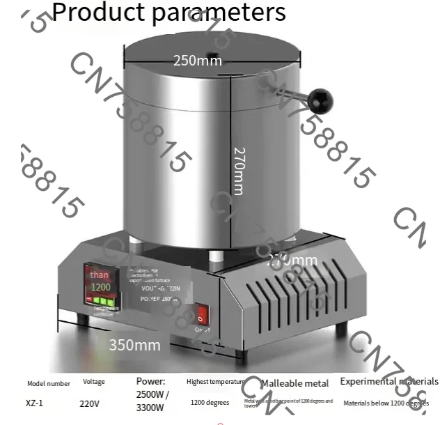 2500W/3300W experimental muffle furnace aluminum melting，Molten copper 220v voltage, 10kg metal electric melting furnace