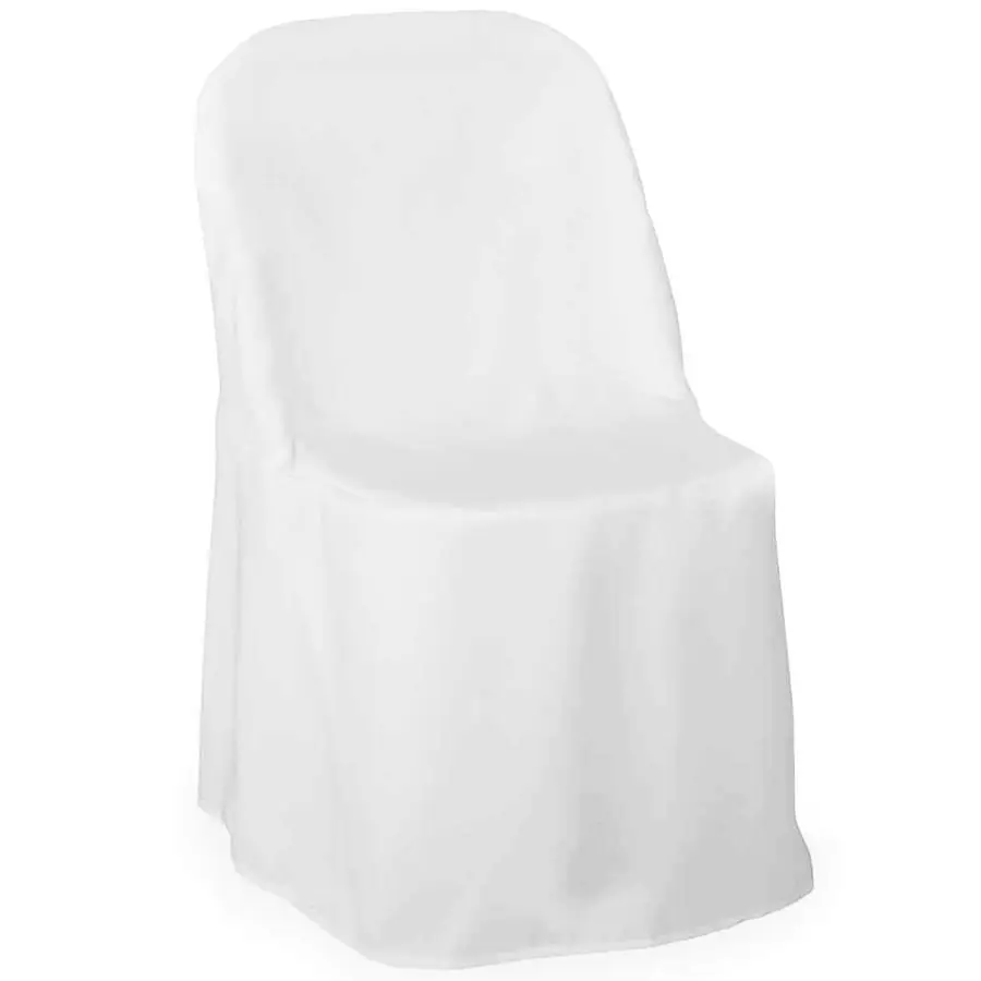 

Linens 10 pcs White Polyester Folding Chair Covers for Wedding, Party, and Banquet Elegant Cloth Slipcovers