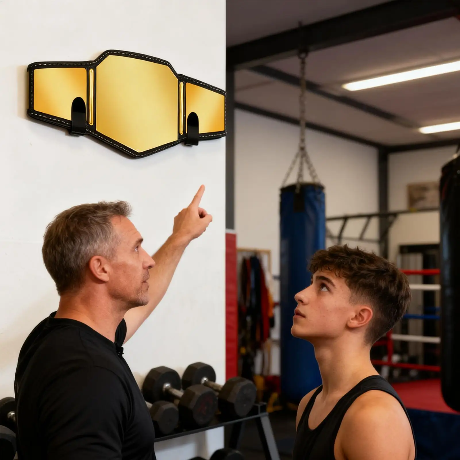 Championship Belt Display Hanger Wall Mounted Hook for Horizontal Wrestling Belt Showcase, Collector's Room & Man Cave