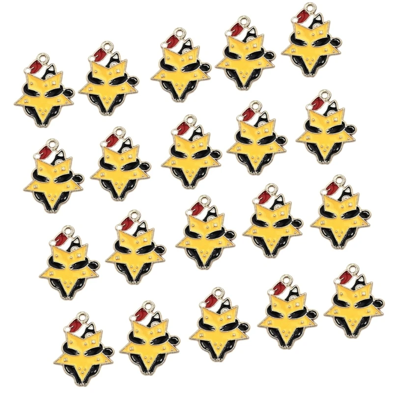 Pack of 20 Christmas Jewelry Charm Enamel Cats Pendants for Keychain Crafting