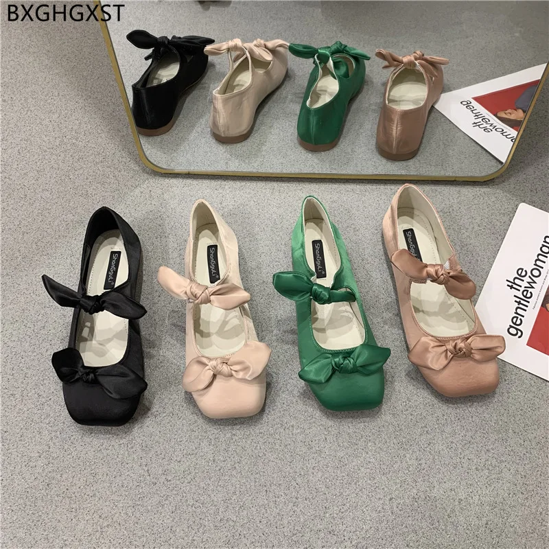 Kwadratowy nosek motylkowy węzeł mieszkania buty damskie klapki damskie mokasyny damskie buty z palcami Casuales кроссовки женские