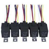 Relé automotriz impermeable, 5 piezas, 12V, 24V, 40A, 4 pines, 5 pines, Terminal de cobre negro y rojo, relé automático con toma de relé