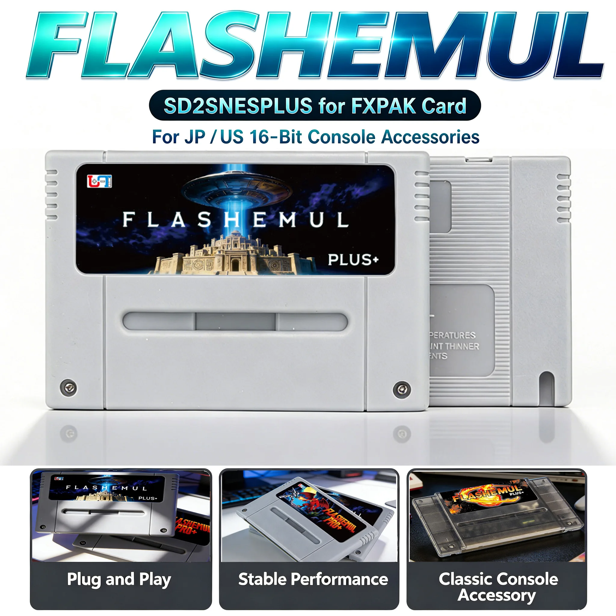 FLASHEMUL SD2SNESPLUS para FXPAK Rev Premium Chip Flash Cartridge Emulator Leitor de Cartão SNES RTC para Acessórios JP/US de 16 Bits