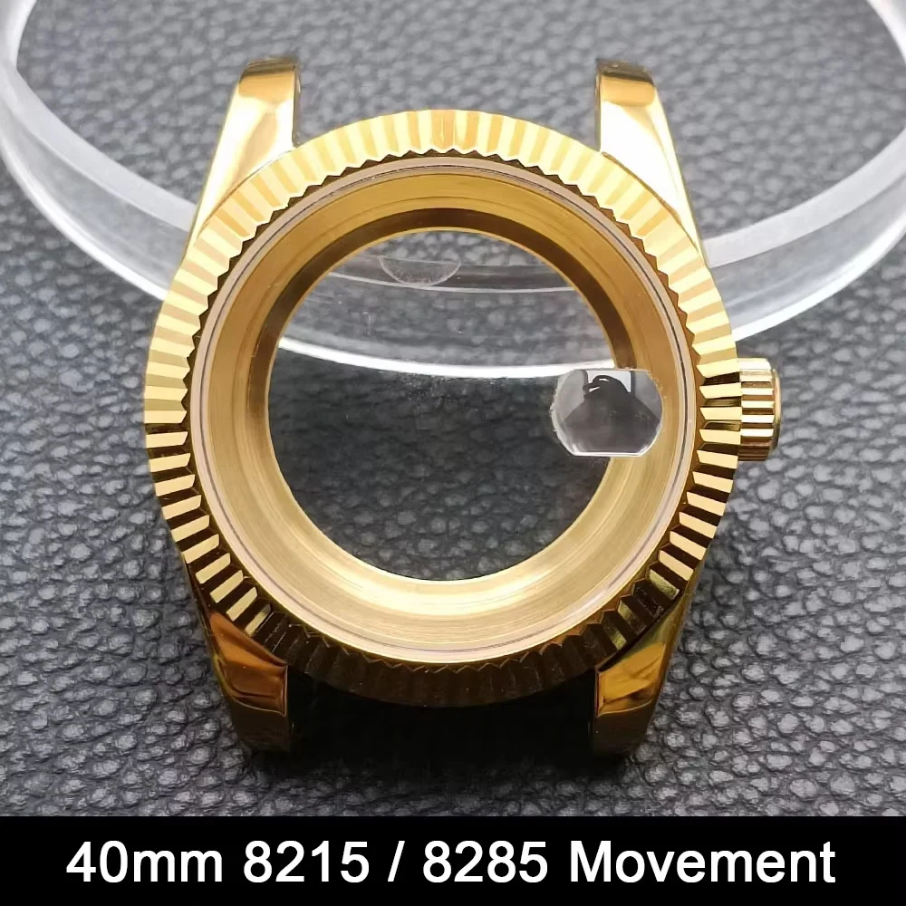 40 مللي متر صالح M8285/8215 حركة/القرص الرجال الصلب ساعة اكسسوارات سوار حزام ساعة صندوق الياقوت الزجاج ساعات المعصم