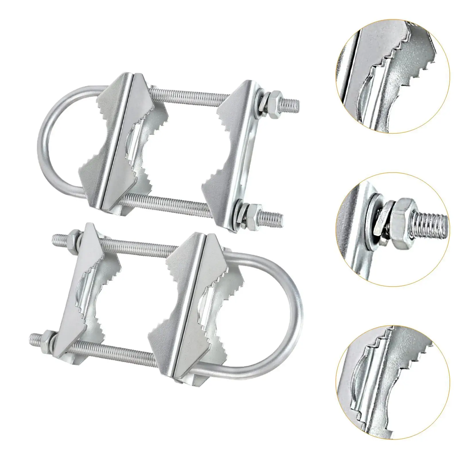 2 Pieces Double Antenna Mast Clamp V Jaw Block with U Bolts for Deck Railing