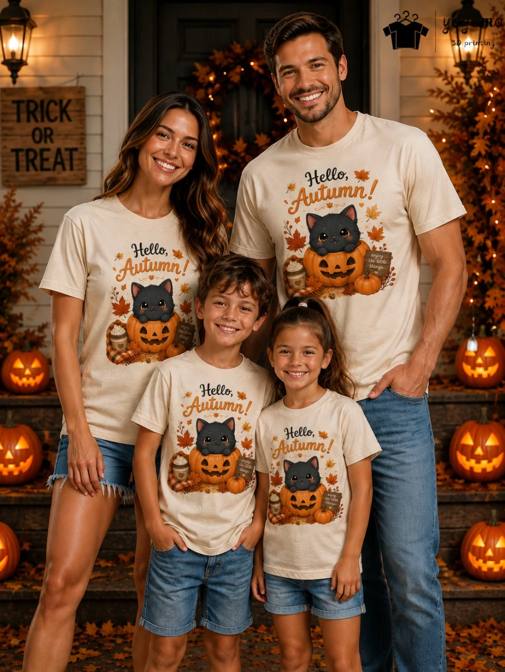 Family Halloween Festival T-Shirt Ghost Pumpkin Print Short Sleeve T-Shirts for Parents and Children Spooky Season Party Clothes
