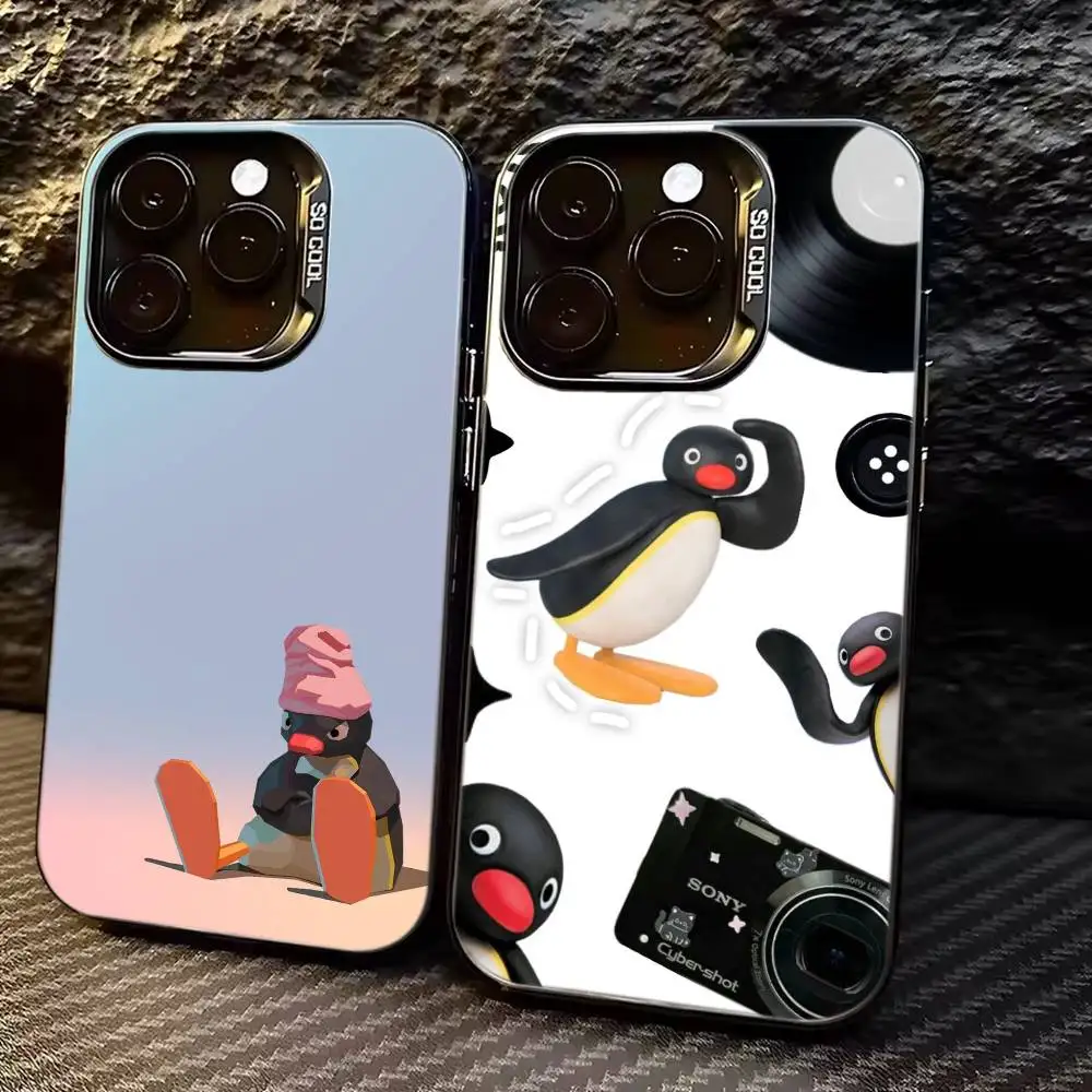 

Cute P-Penguin Pingu Phone Case For iPhone 17,16,15,14,13,12,11 Plus,Pro Max,XS,Colorful Silver Black Cover